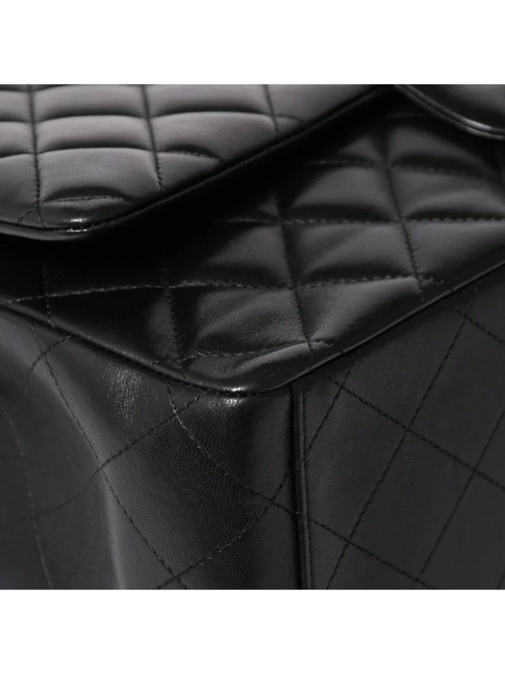 Chanel Maxi Quilted 33 Double Flap Chain Shoulder Bag CC Logo Lambskin Black